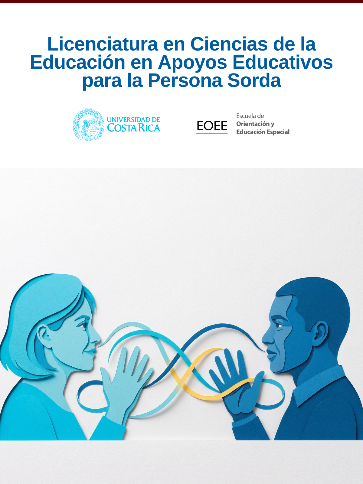 Ilustración de papel de la campaña de la Licenciatura en Ciencias de la Educación en Apoyos Educativos para la Persona Sorda